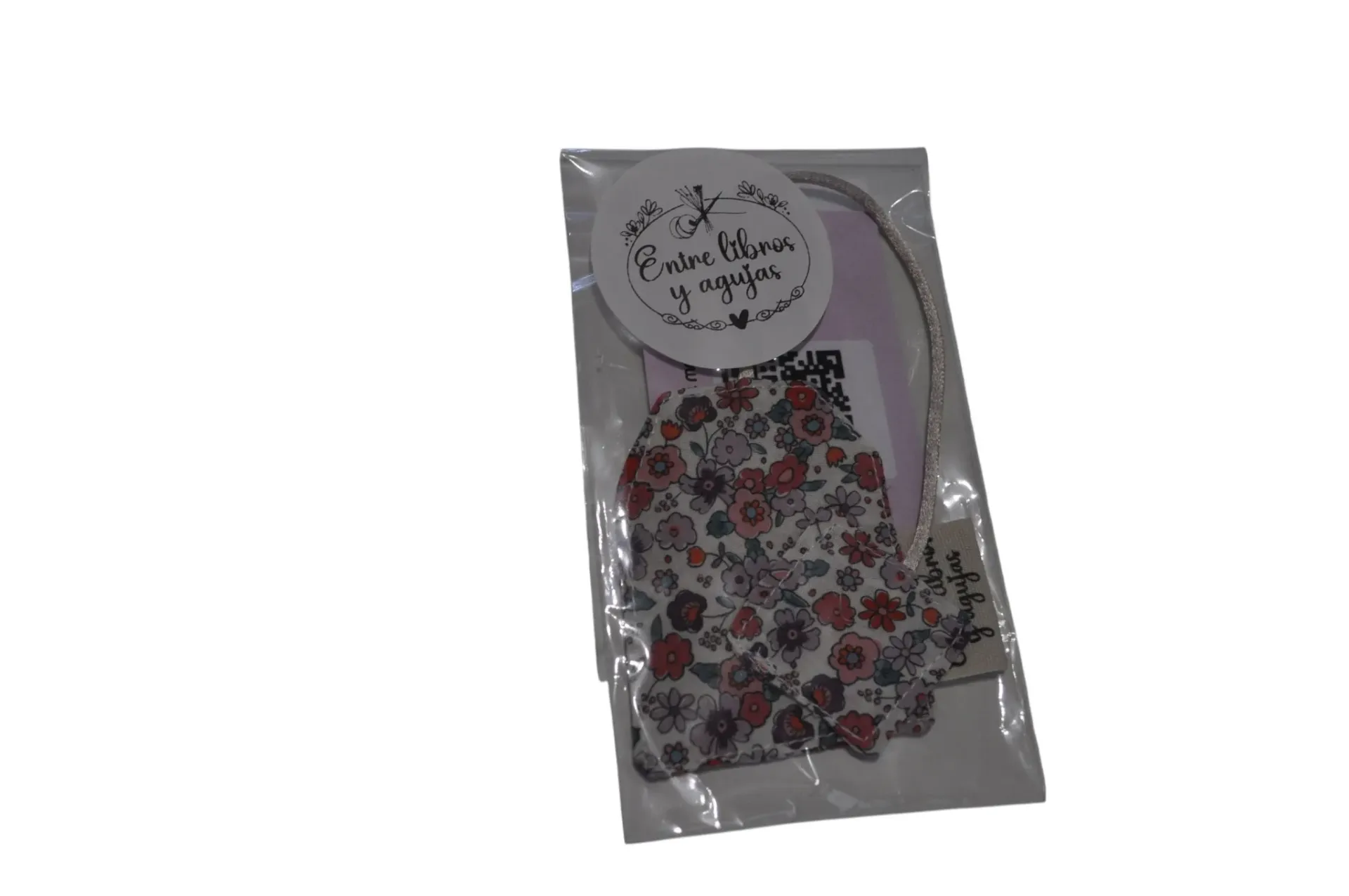 Marcapáginas bolsita de té flores rosas y malvas